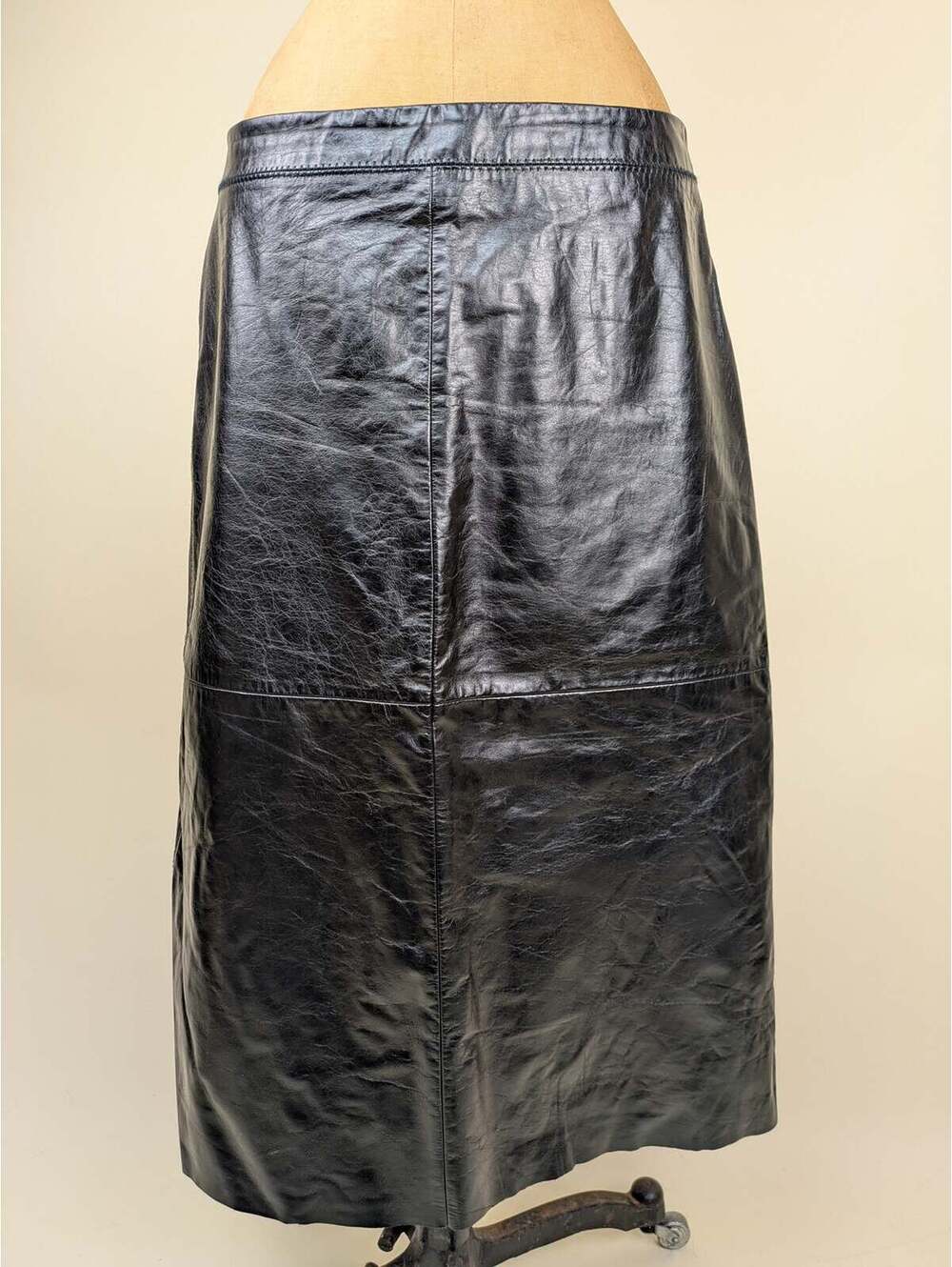 90's gap patent leather black midi skirt